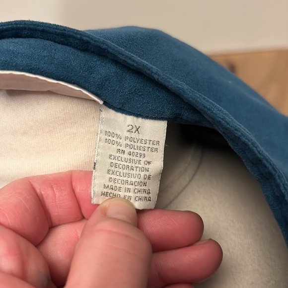 ERIKA Woman 2X Plus Sized Zip Up Lightweight Embroidered Teal Jacket - Picture 10 of 10